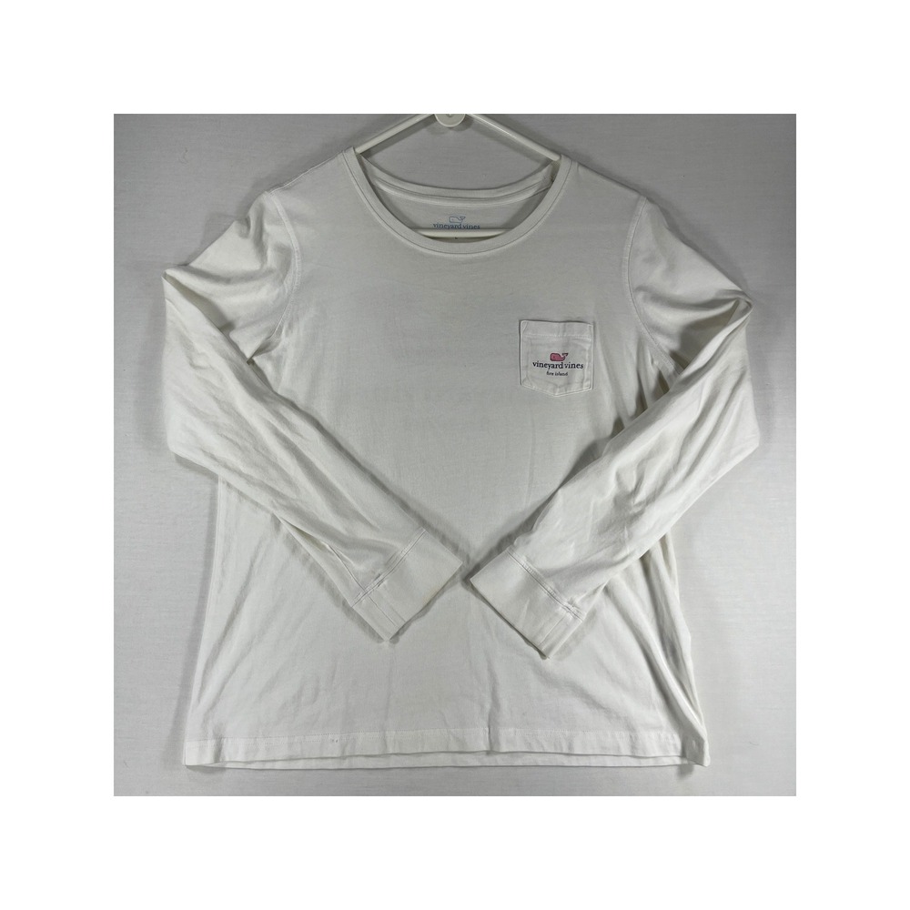 Vineyard Vines Fire Island Long Sleeve Pocket Tee White Mens Large Cotton